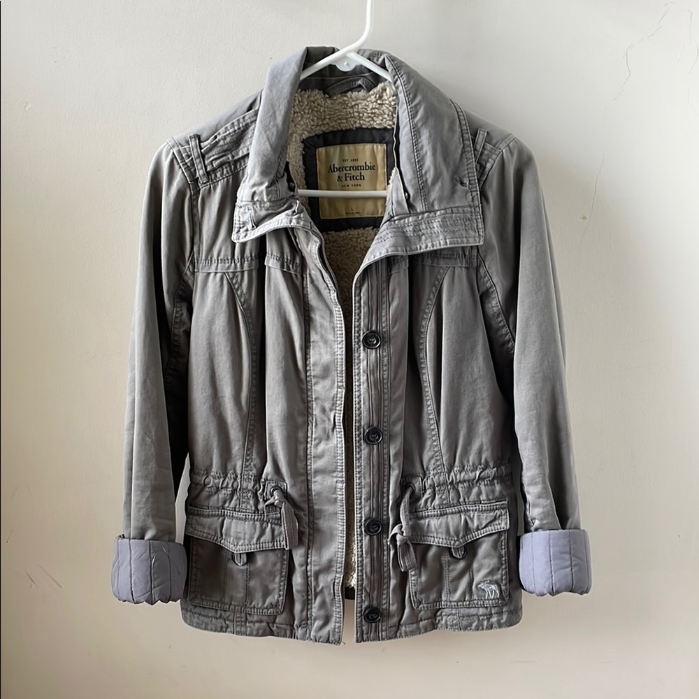 Abercrombie & Fitch Green Sherpa lined utility Jacket Large